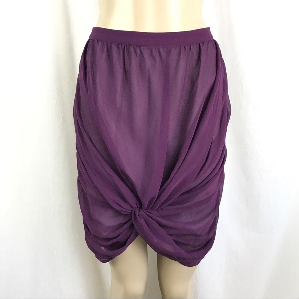 Silence + Noise Plum Purple Chiffon Draped Twist Front Skirt Urban Outfitters 0